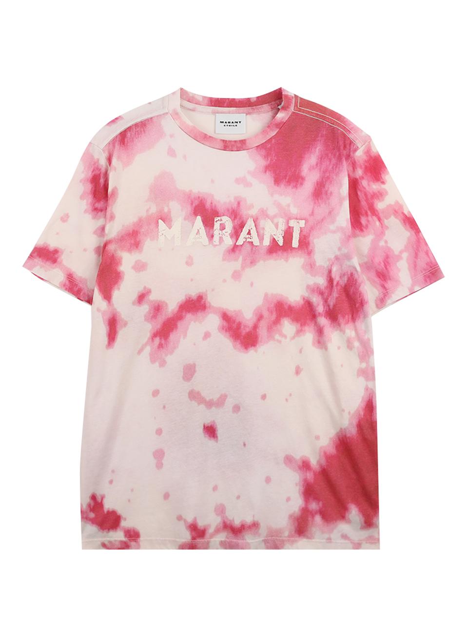 Isabel Marant Etoile Zewel Logo Cotton T-Shirt Pink TS0001FF D1N09E 40PK
