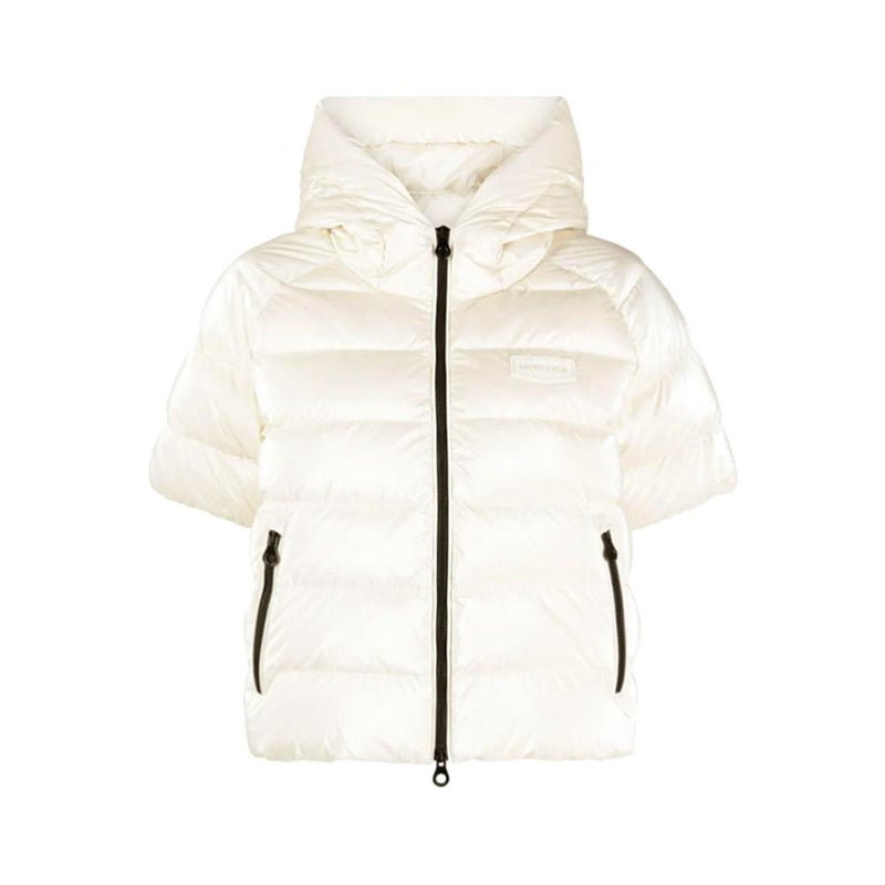 Duvetica Cream Hooded Half-Sleeve Down Puffer Jacket