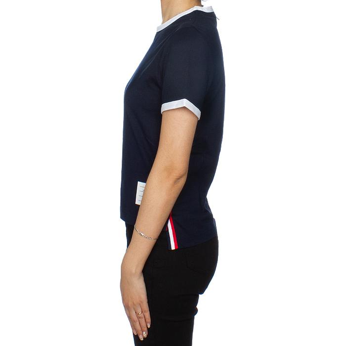 THOM BROWNE Navy Sleeve Ringer Cotton T-Shirt Women