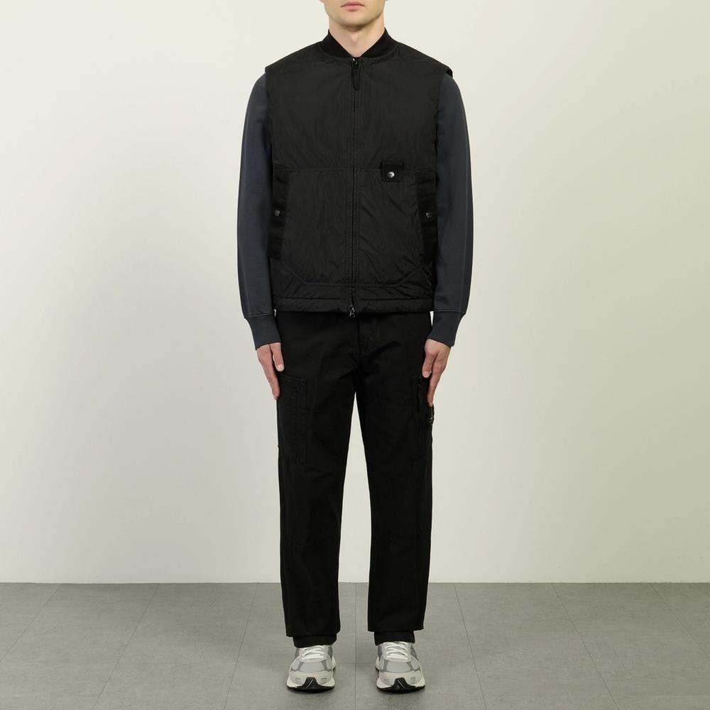 STONE ISLAND Crinkle Reps Nylon Down Puffer Vest Black Men