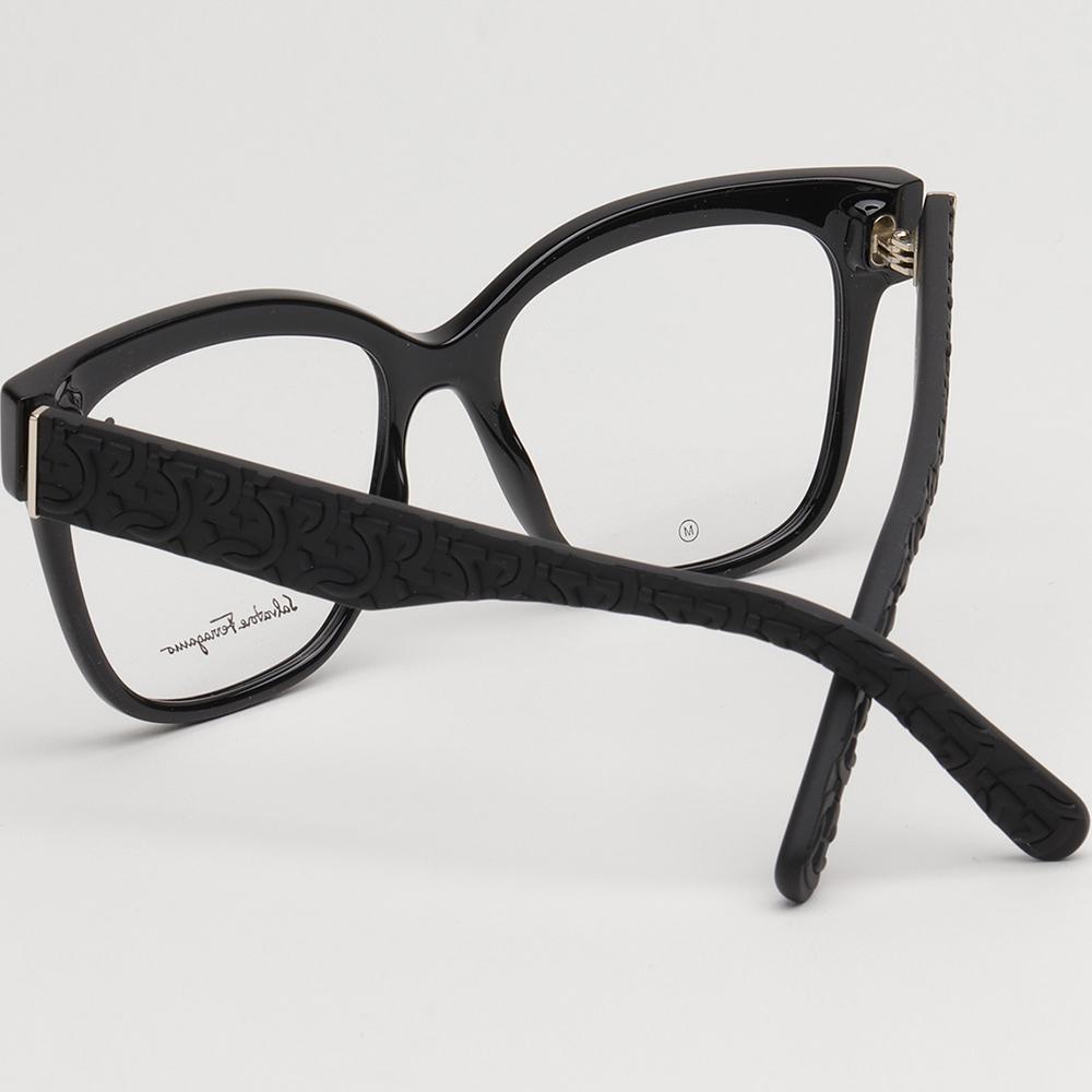 Ferragamo Black Logo Pattern Eyeglass Frames Unisex Accessories SF2956E 001