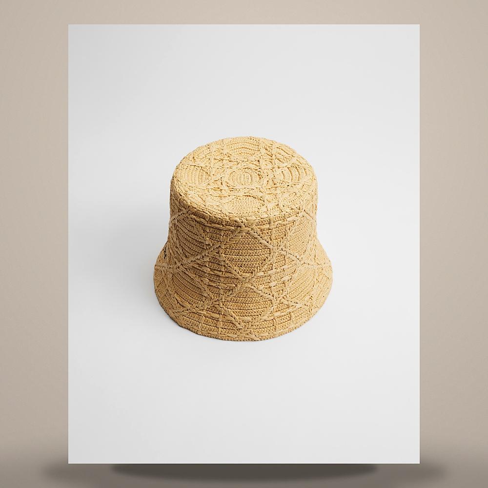 DIOR Cannage Teddy D Narrow Brim Bucket Hat Natural Raffia Eff CPB06245ESYR C100