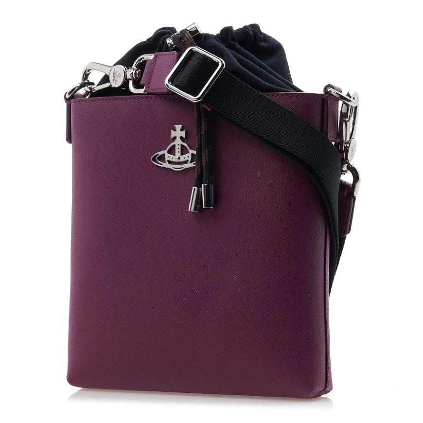 Vivienne Westwood Saffiano Drawstring Crossbody Bag Women Black