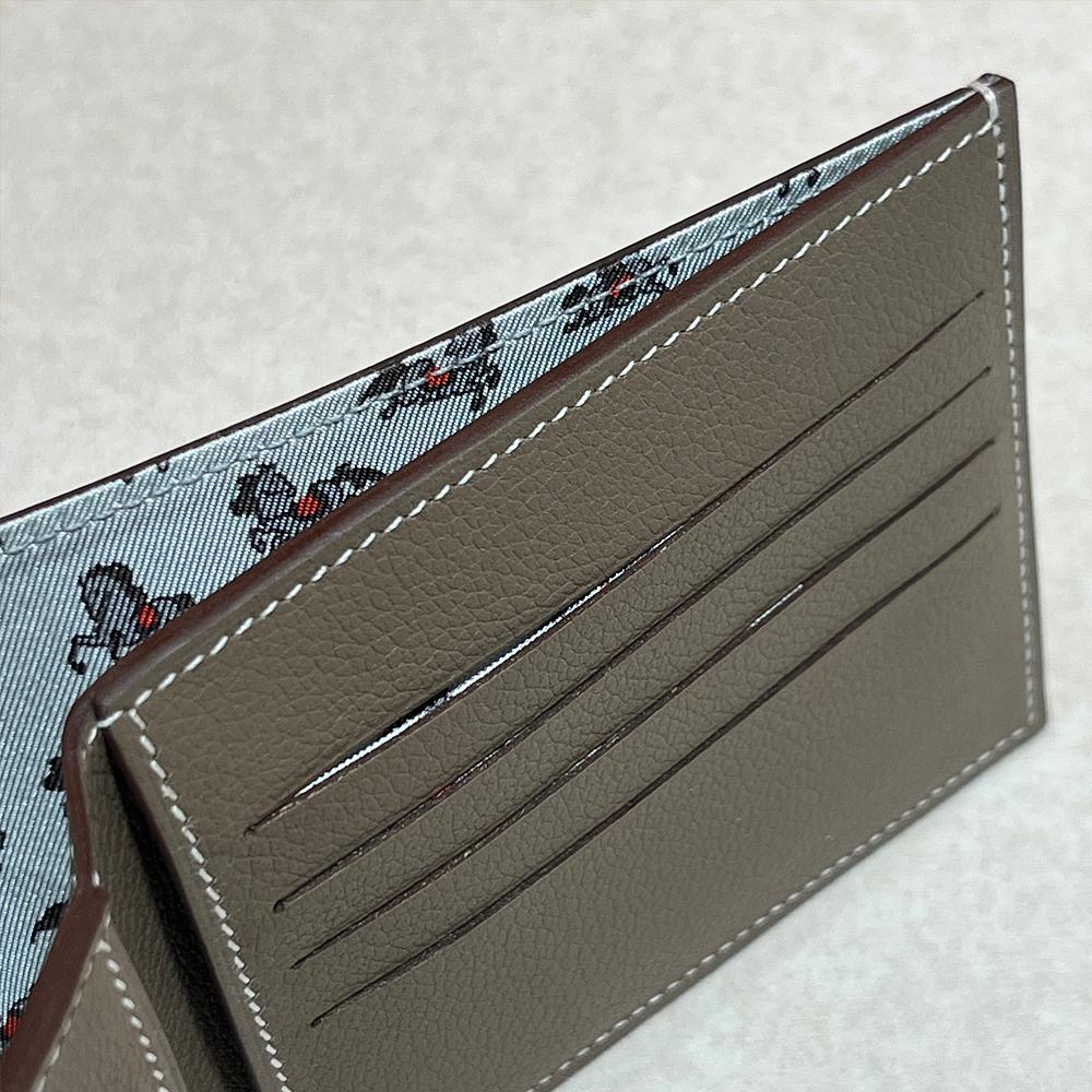 HERMES Citizen Twill Compact Wallet Evercolor Etoupe Bi-Fold Unisex