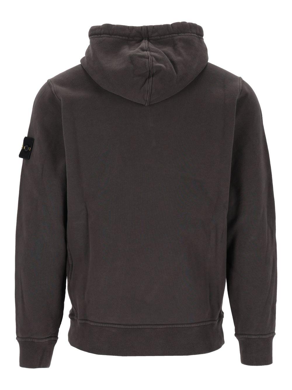 STONE ISLAND Black Cotton Logo Hoodie for Men