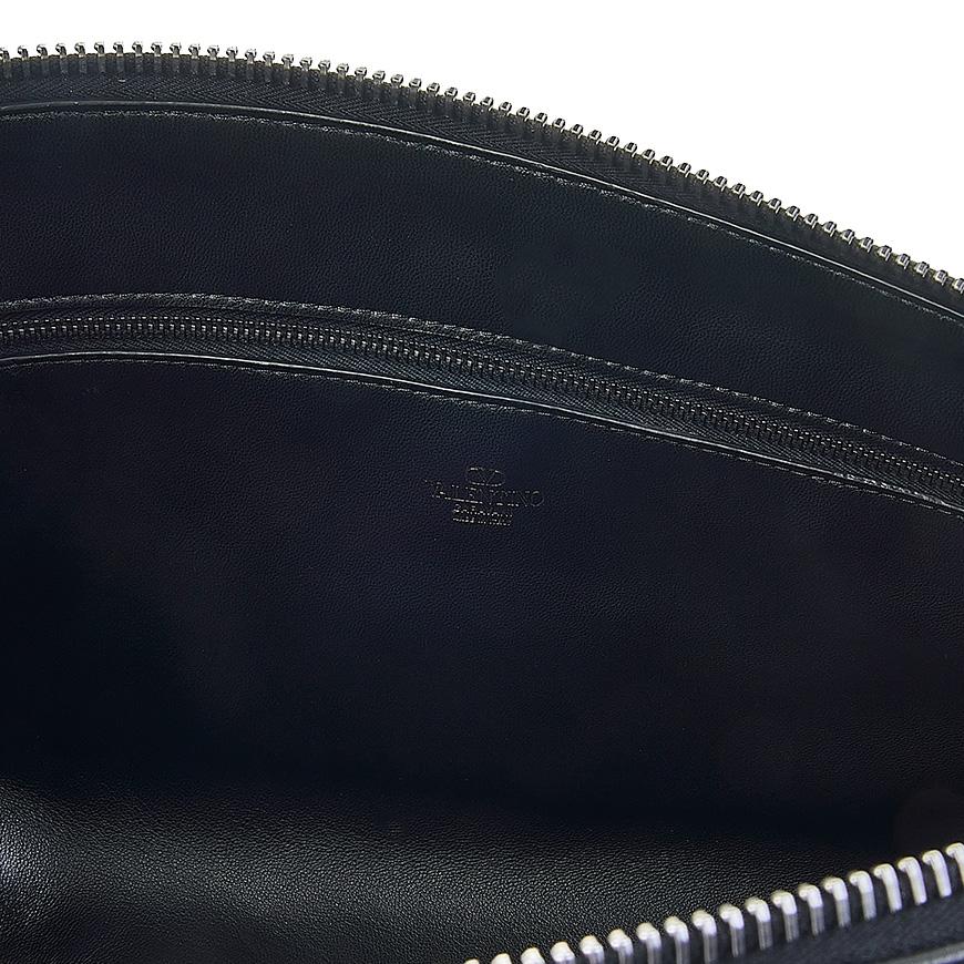 VALENTINO Iconography Leather Crossbody Shoulder Bag Black Unisex