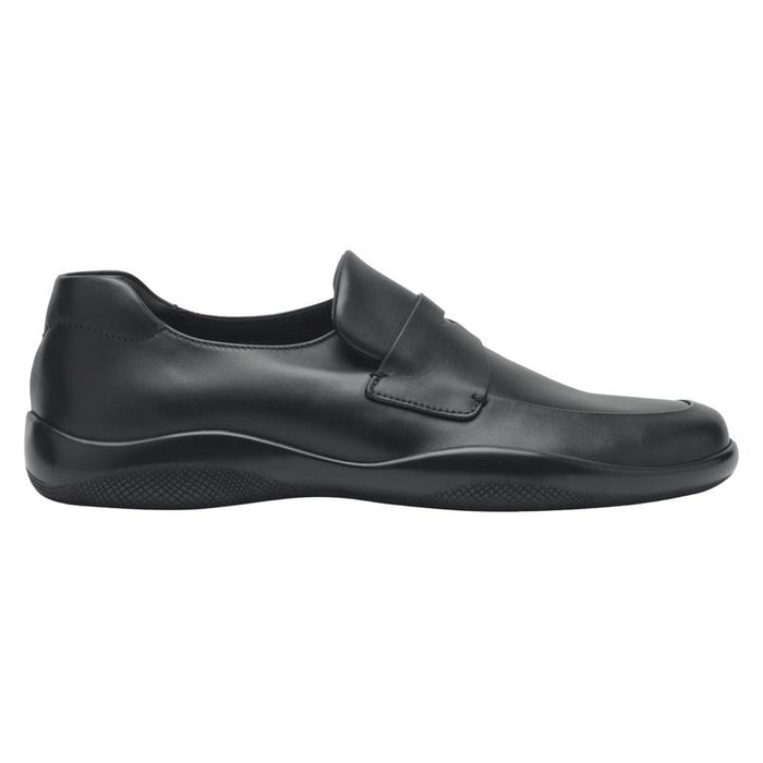 PRADA Black Leather Tumbled Loafers for Men