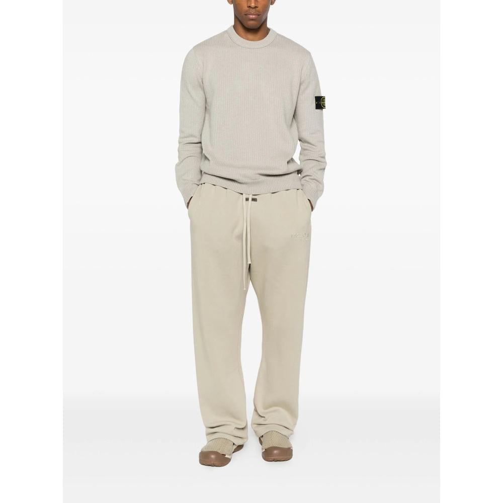 STONE ISLAND Winter Cotton Crewneck Knit Sweater for Men Navy