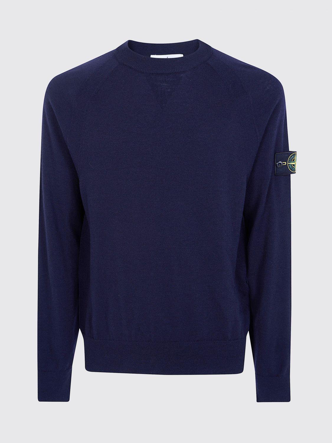 STONE ISLAND Black Wool Crewneck Knit Sweater Men