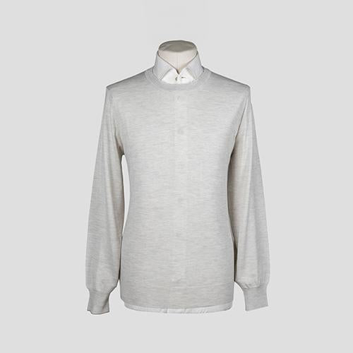 Brunello Cucinelli Beige Virgin Wool Cashmere Crewneck Knit Sweater