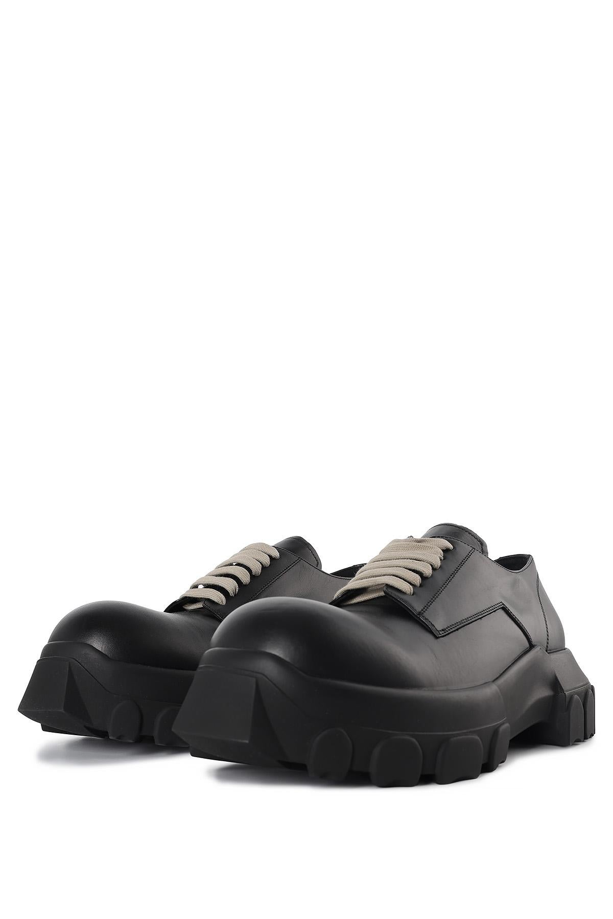 Rick Owens Black Bozo Tractor Lace-Up Derby Shoes RU02D6884 LRI 99