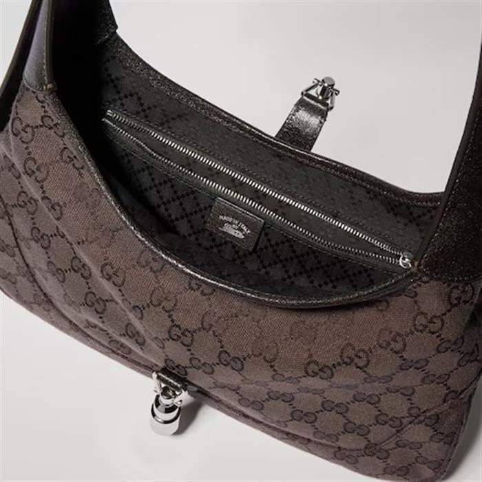 GUCCI Jackie 1961 Medium Shoulder Bag Brown Leather