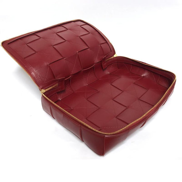 Bottega Veneta Dark Red Leather Travel Case Clutch