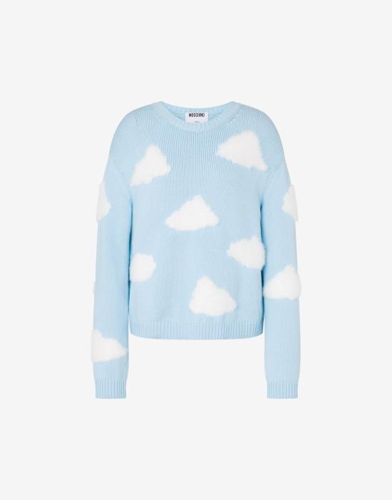 Moschino Blue Wool Round Neck Knit Sweater AEF261E 09360507 AEF0888