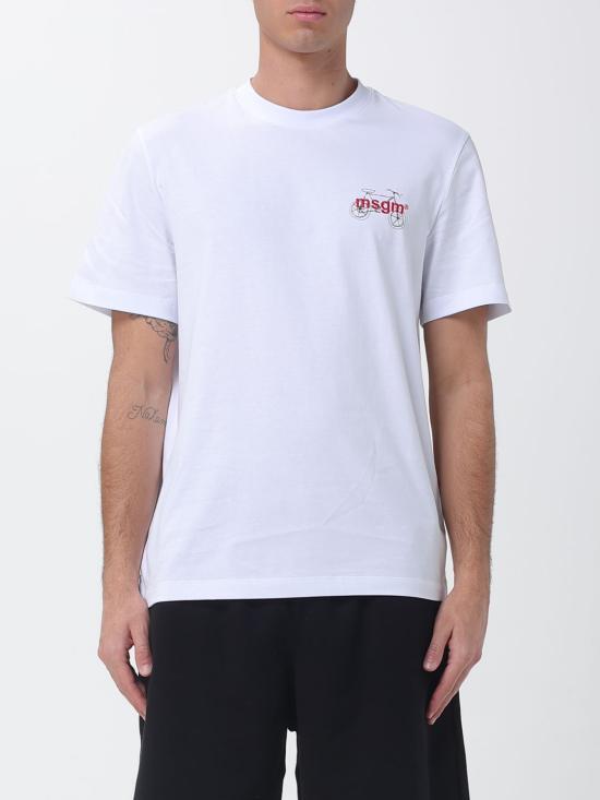 MSGM Short Sleeve T-Shirt for Men 4040MM118D 267002 01 WHITE DOM