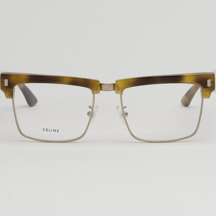 CELINE Thick Tortoise Half-Rim Eyeglass Frames with Gold Accents CL50013U 039