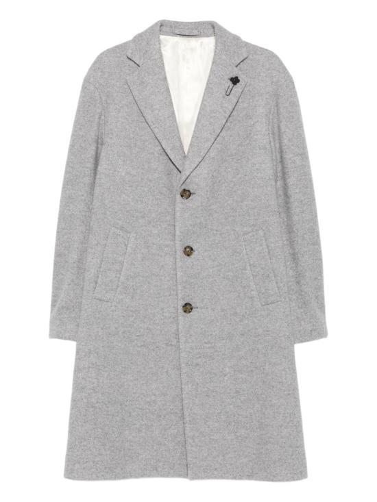 LARDINI Gray Wool Blend Single-Breasted Overcoat for Men AA23152CN 65603910