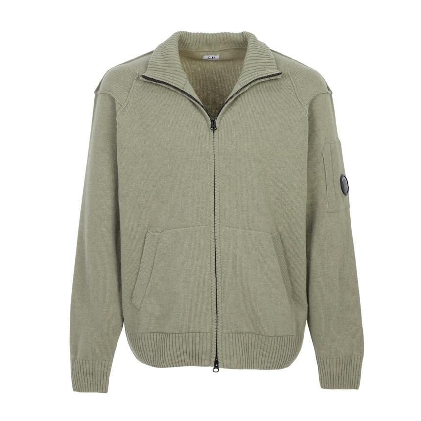 CP Company Men’s Zip-Up Knit Cardigan Green