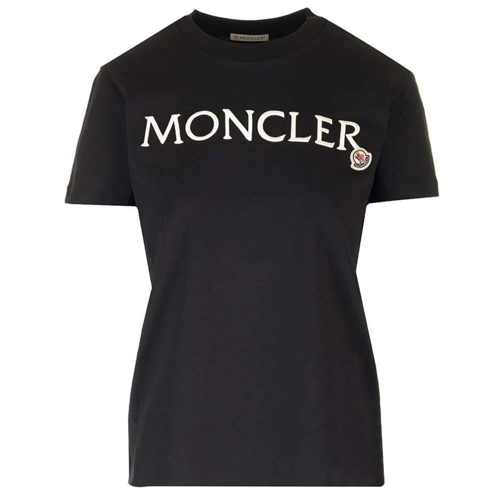 Moncler Logo Embroidered Lettering T-Shirt Black Women’s