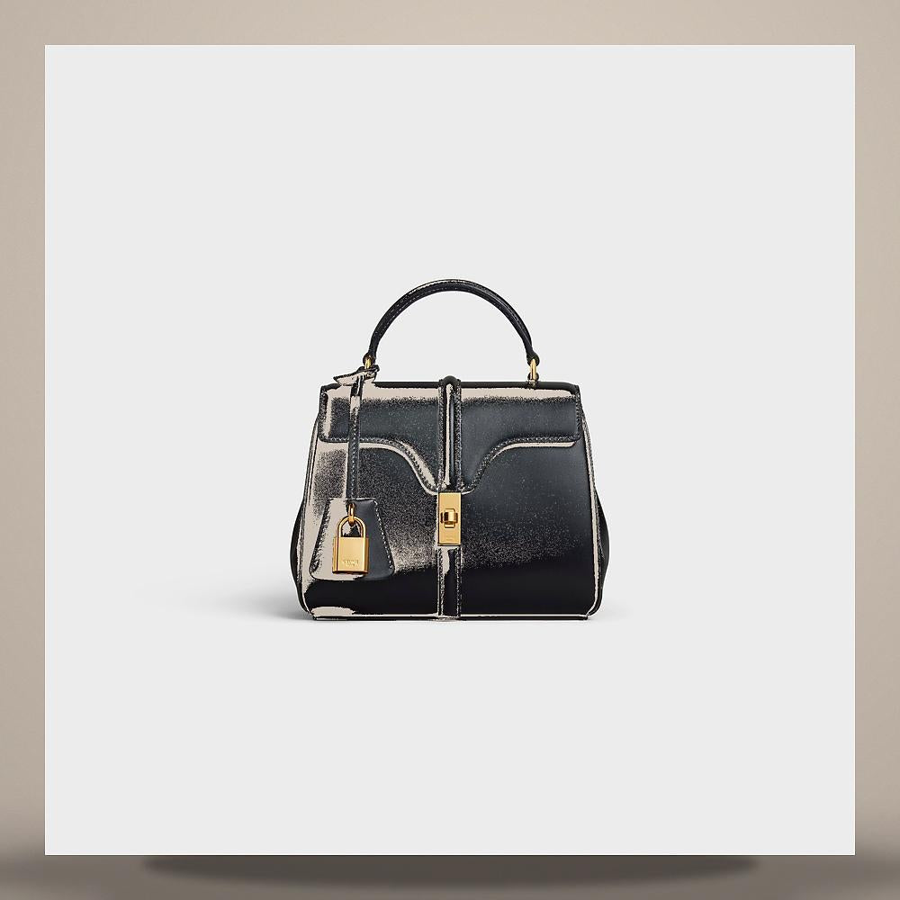 CELINE Small 16 Bag Satin Calfskin Black Crossbody Bag