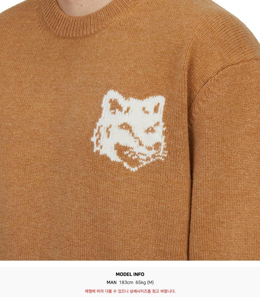 Maison Kitsune Fox Head Intarsia Crewneck Knit Sweater Men NM00808KM0329 P270