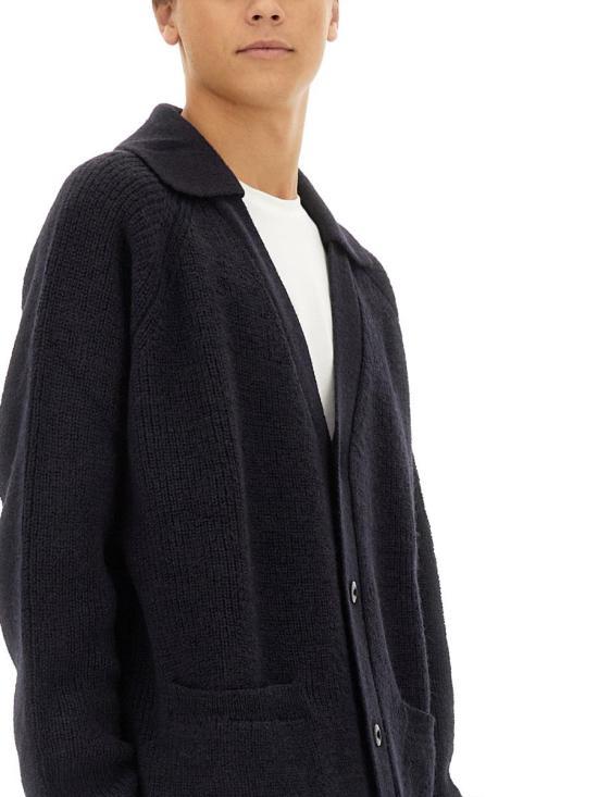 Margaret Howell Ink Wool Knit Cardigan for Men MHKN0509A24KLFINK