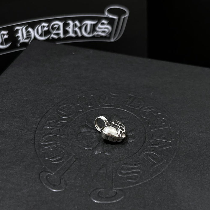 Chrome Hearts Mini Heart Pendant Charm Necklace Unisex Silver