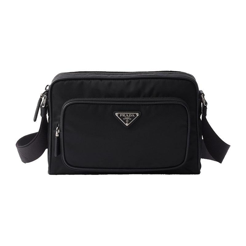 PRADA Re-Nylon Saffiano Leather Crossbody Bag Black Men