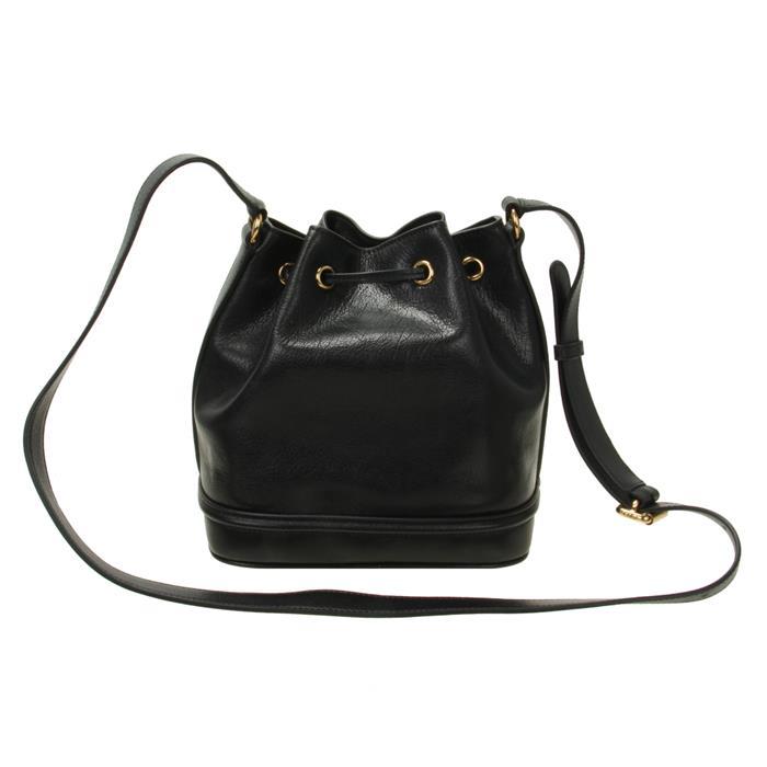 Chloe Horse Medal Bucket Bag Black Leather Shoulder Bag