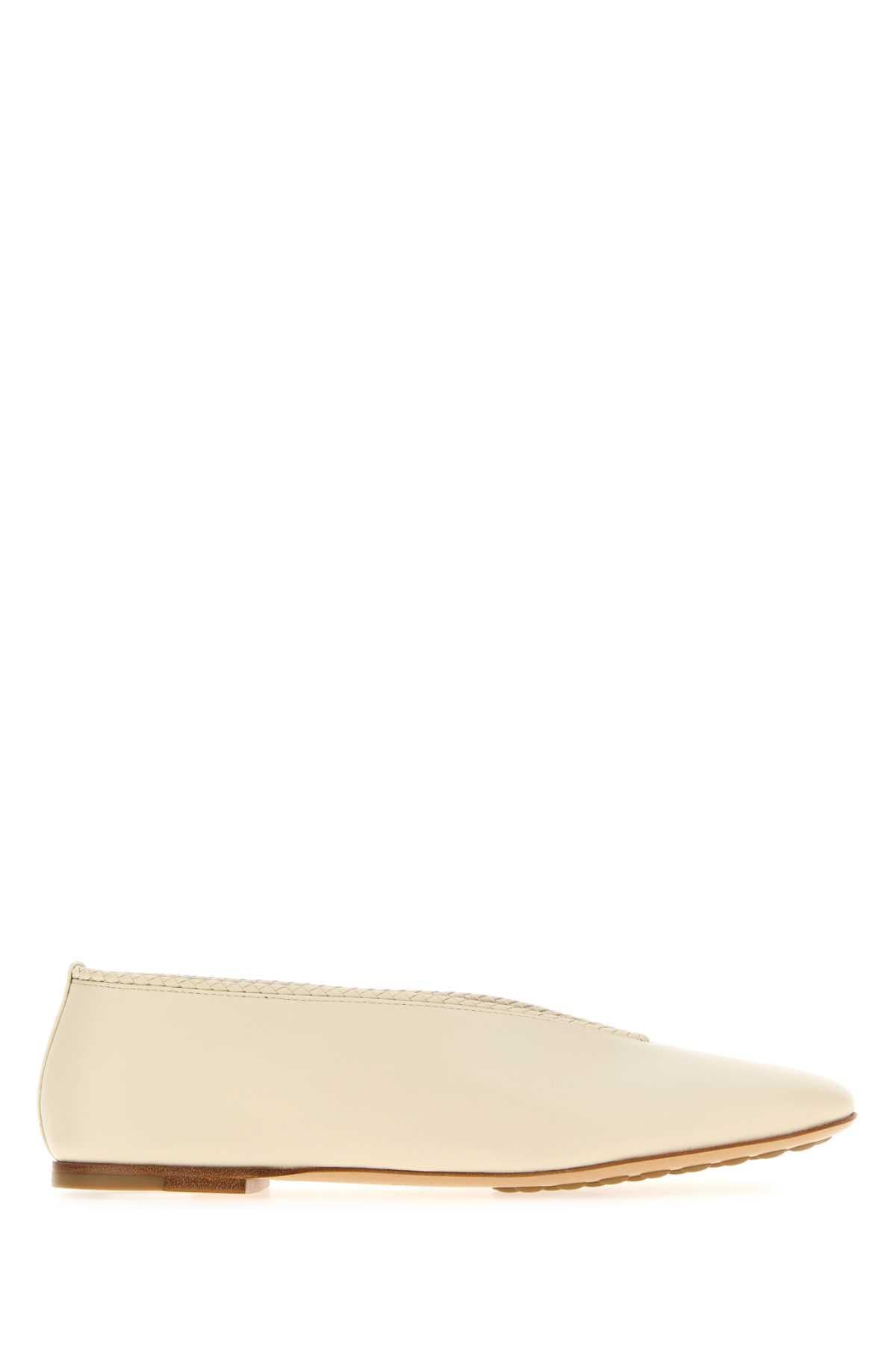 Bottega Veneta Leather Flat Shoes White Women’s Flats