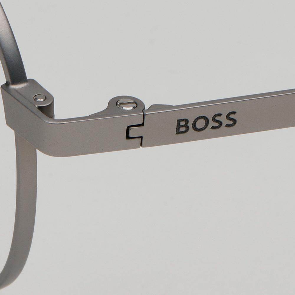 HUGO BOSS Titanium Round Eyeglass Frames Matte Silver Asian Fit BOSS1475F R81
