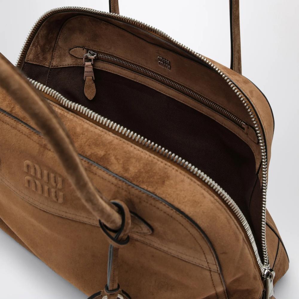 Miu Miu Vienne Suede Tote Bag Brown