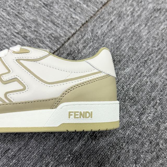 FENDI Logo Lettering Match Low-Top Sneakers White Leather Unisex