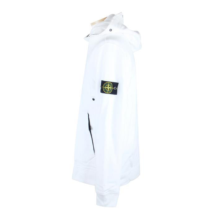 STONE ISLAND Logo Patch Pocket Hooded T-Shirt White Men