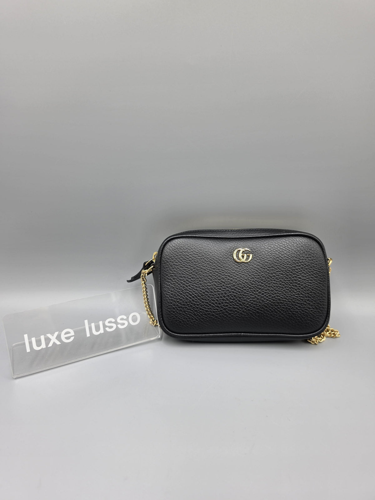 GUCCI GG Marmont Black Leather Mini Shoulder Bag 772759