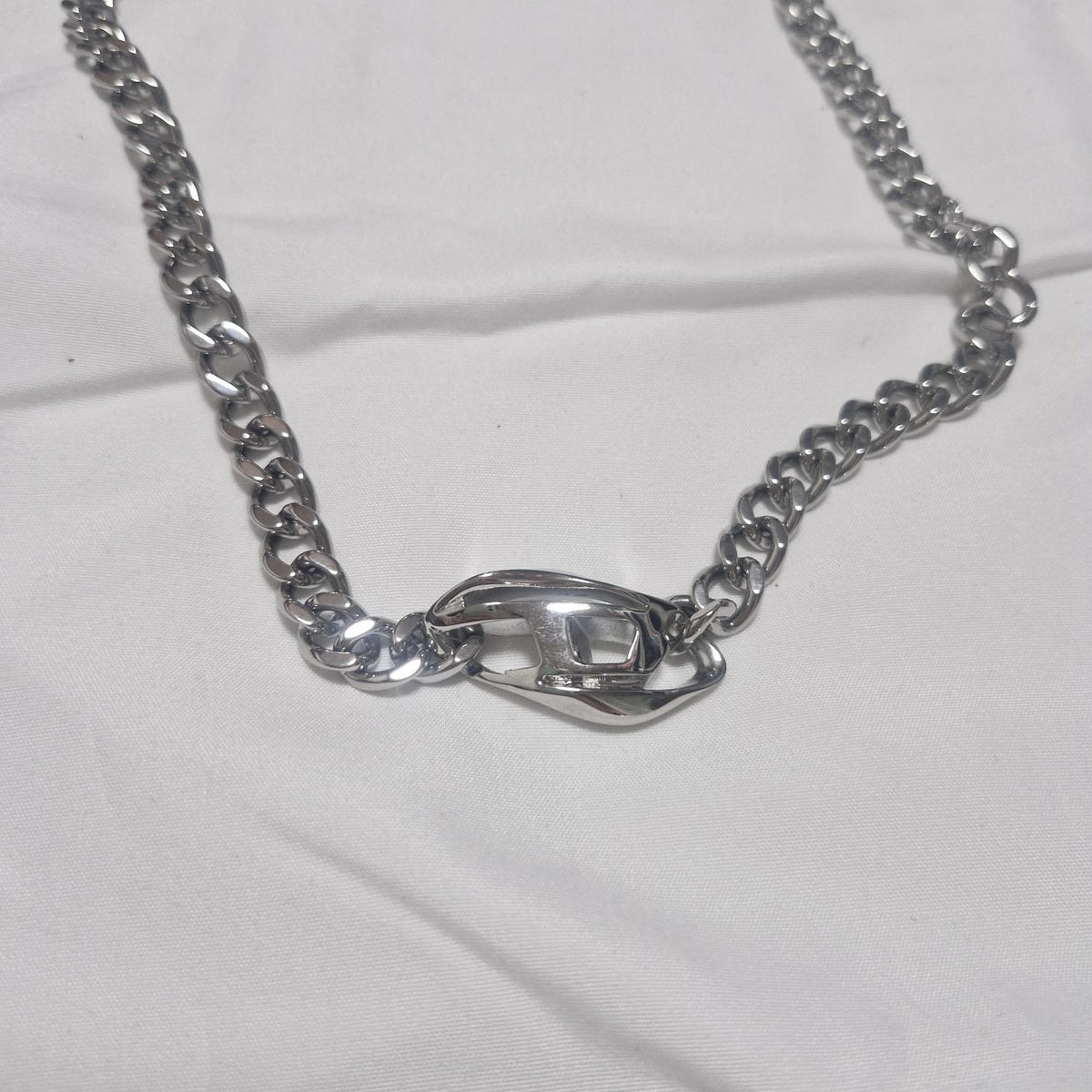 DIESEL Stainless Steel Chain Necklace Silver Unisex Jewelry
