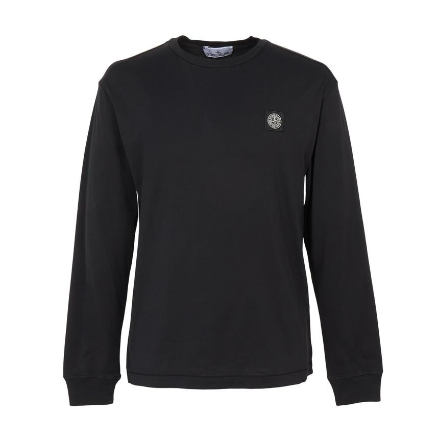 STONE ISLAND Men’s Long Sleeve T-Shirt Black Cotton