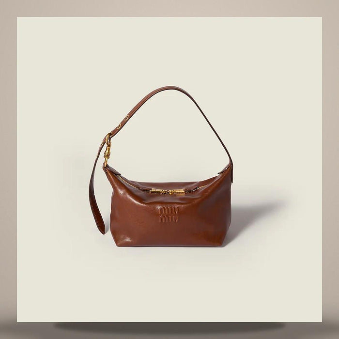 Miu Miu Spirit Nappa Leather Shoulder Bag Black