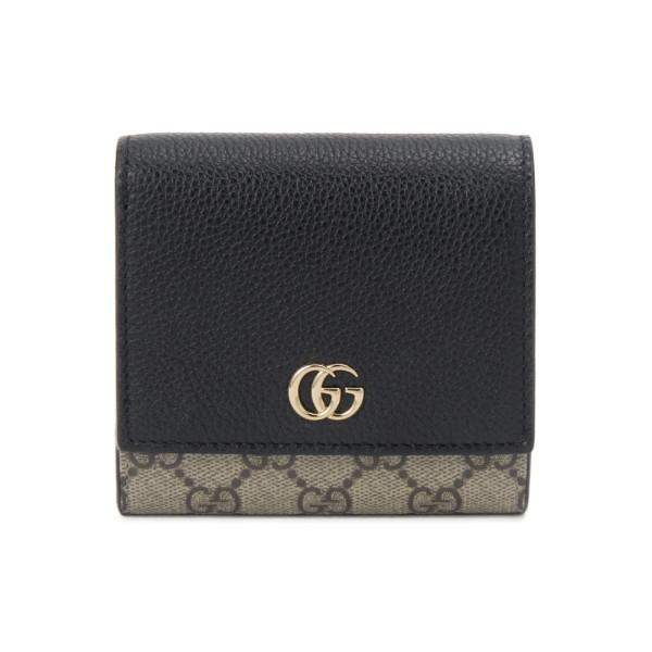 GUCCI GG Marmont Bicolor Black Beige Leather Coin Wallet