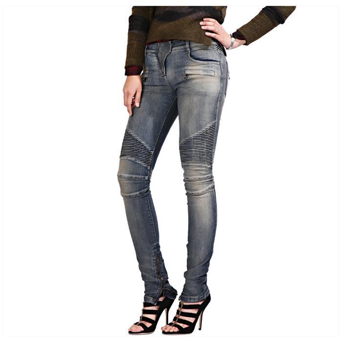 Balmain Women’s Mid Blue Biker Jeans 158N C3011