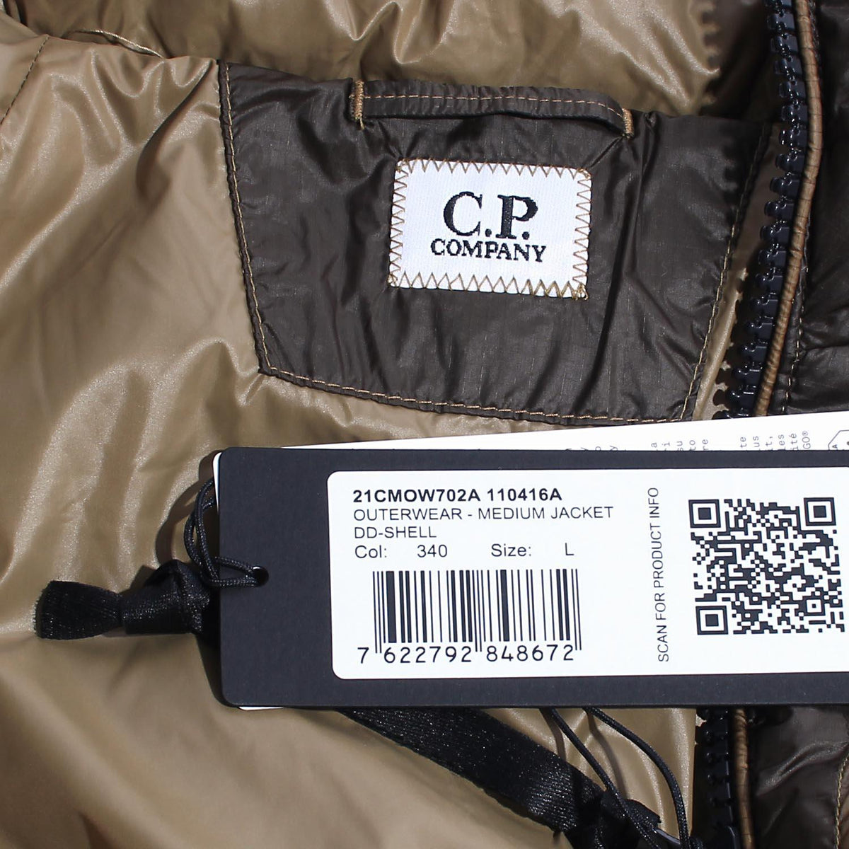 CP Company DD Shell Hooded Down Puffer Jacket Beige Men