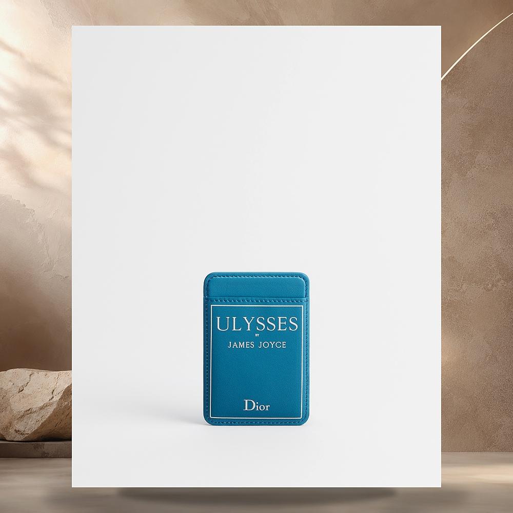 DIOR Light Blue White Embossed Calfskin Magnetic Card Holder 2BTCH203GUTH511