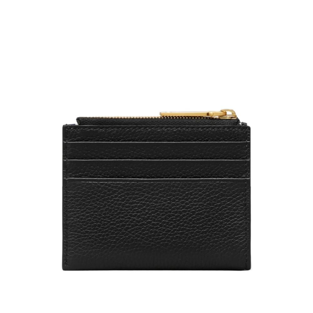 THOM BROWNE Black Pebbled Leather Card Holder Wallet