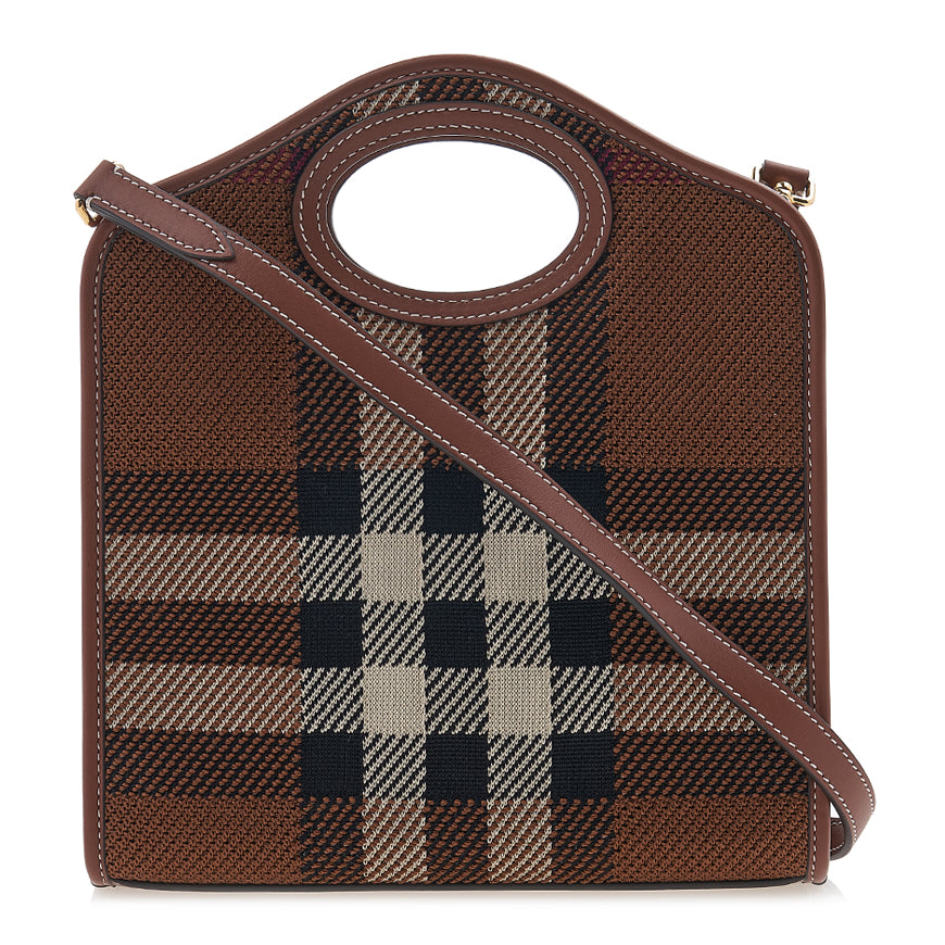BURBERRY Women's Tartan Check Pocket Tote Bag 8049138 LL MN POCKET BAG KNT A9011