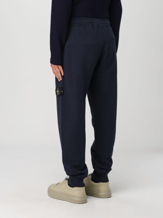 STONE ISLAND Navy Cotton Fleece Jogger Sweatpants Men 811560920V0020 NAVY DOM