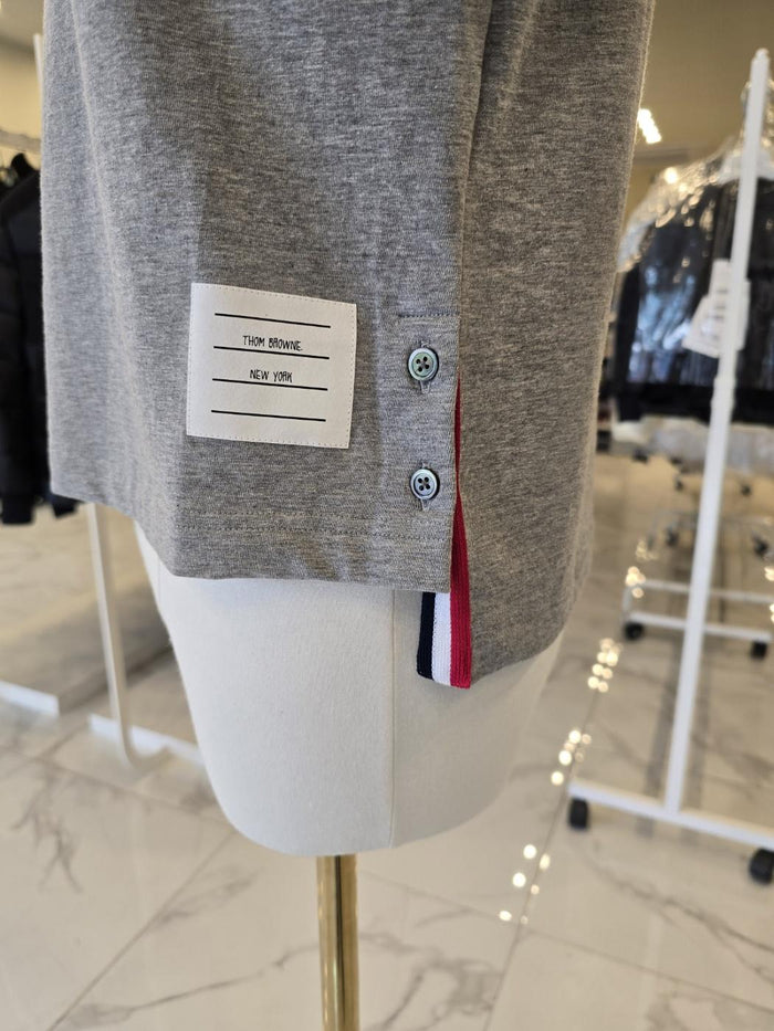 THOM BROWNE Gray Ringer Short Sleeve Women’s T-Shirt