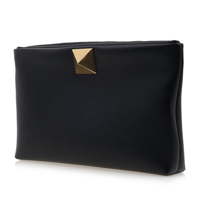 VALENTINO Garavani One Stud Leather Clutch Bag Black Men