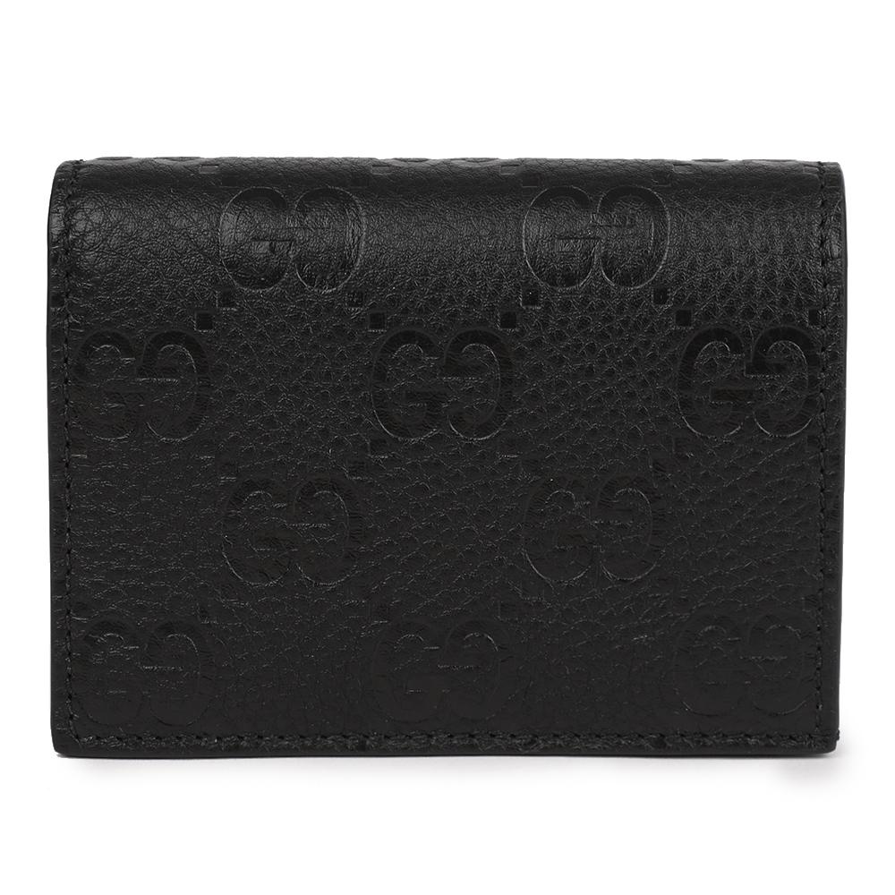 GUCCI GG Emblem Small Leather Bifold Wallet Black 815901 AAEEM 1000