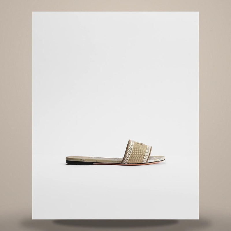 DIOR Beige/White Embroidered Cotton Toile de Jouy Dway Slides KCO610TJW S30T