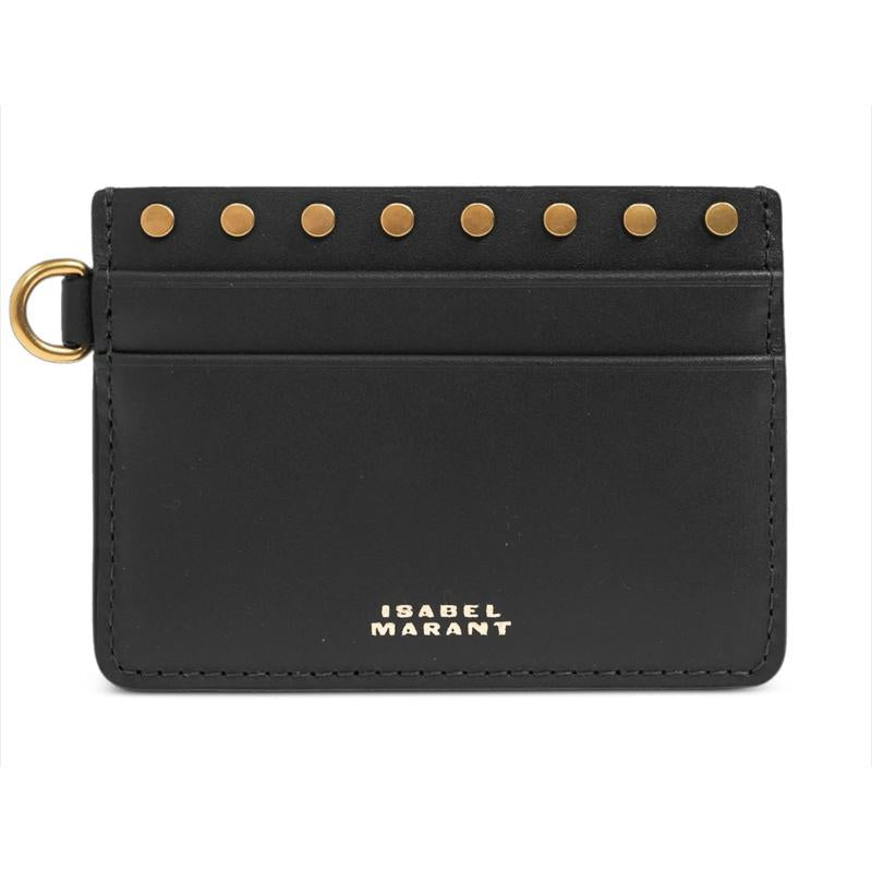 Isabel Marant Oskan Leather Card Holder Black